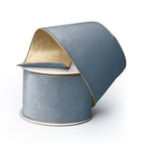 French Blue Velvet Ribbon with Gold Dupioni Back - 4