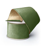 Sage Green Velvet Ribbon with Gold Back
