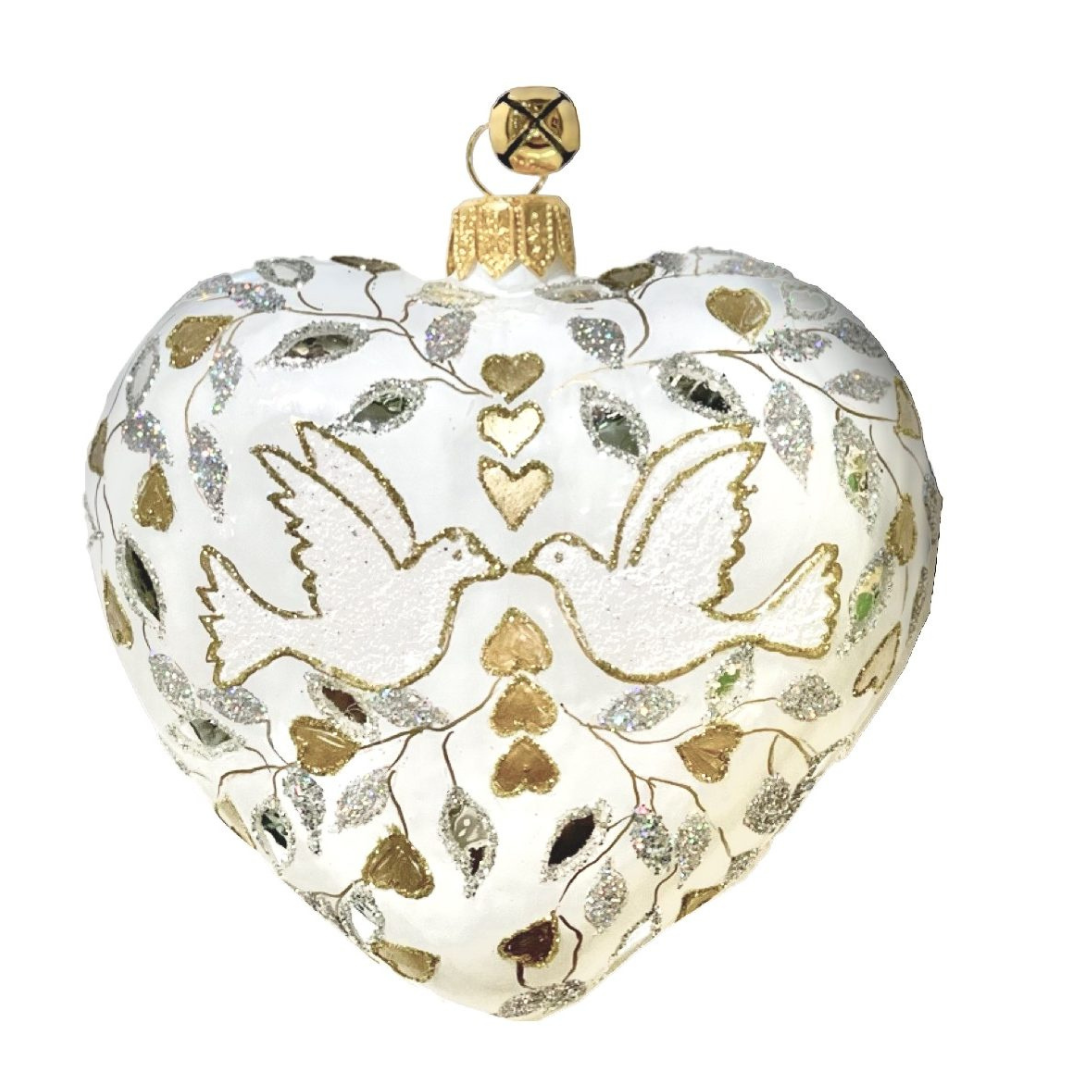 Golden Heart and Doves  Ornament