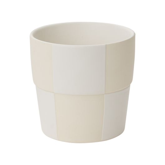 Ivory and Blush Checkerboard Pot