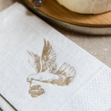 Gray Moire Hand Towels with Gold Dove for Entertaining