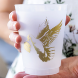 16 oz party cup with gold foil dove