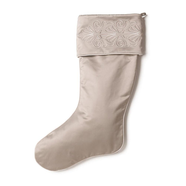 Pewter Nobilis Christmas Stocking with Embroidered Cuff