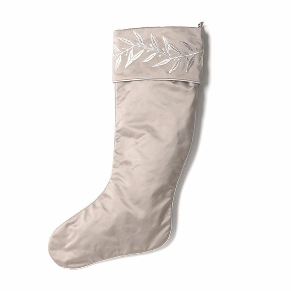 Pewter Christmas Stocking with Laurel Embroidered Cuff