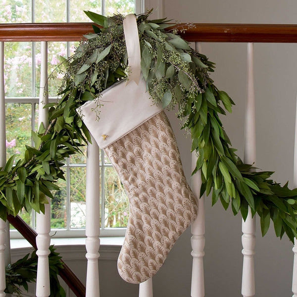 Ivory and Gold Christmas Stockings with Cuff