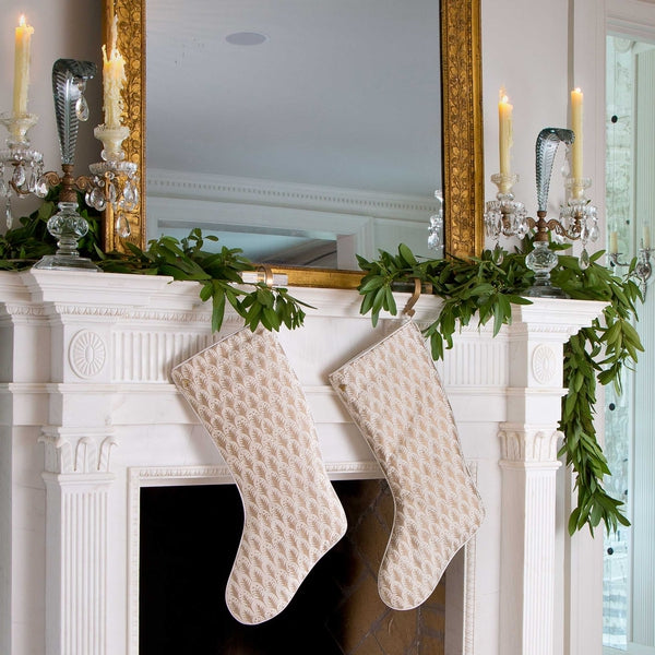 Fortuny Piumette Ivory and Gold Christmas Stockings