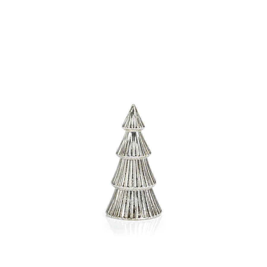 Silver LED Antique Christmas Tree — 7.75"