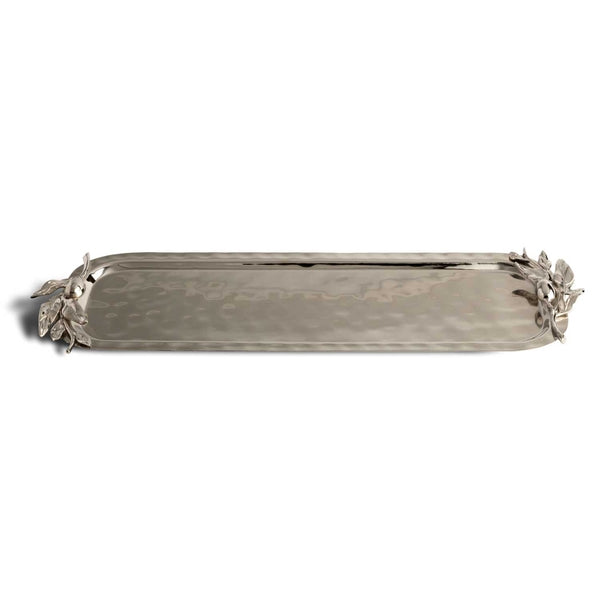 Stainless Steel Serving Tray with Olive Branch Design