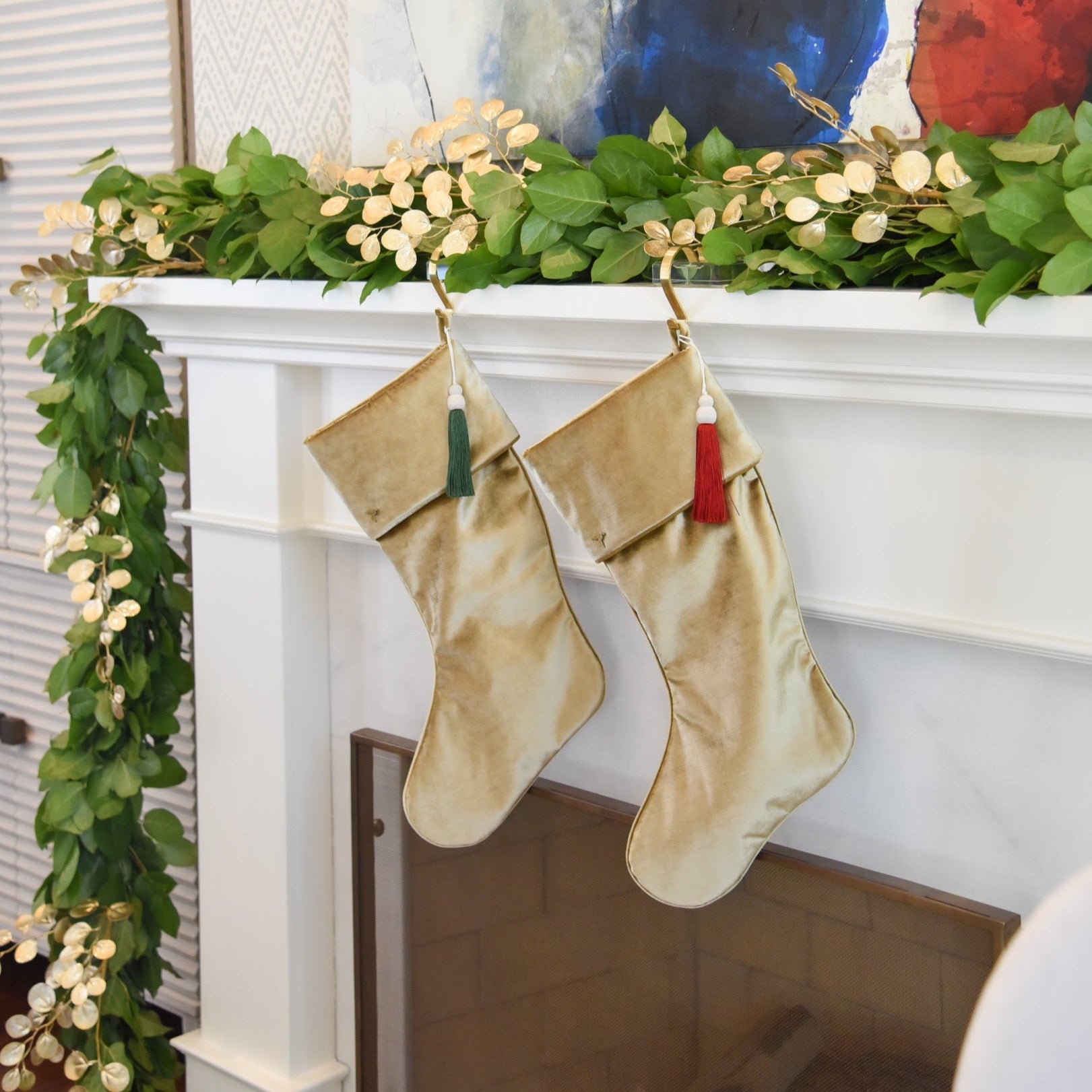Gold Velvet Stocking with Cuff