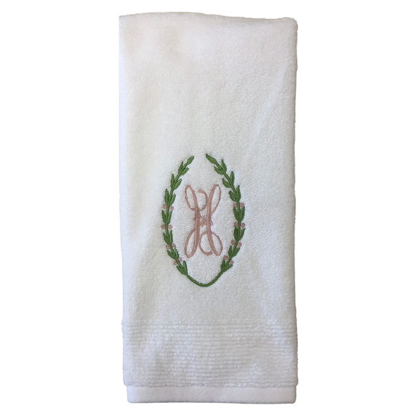 Satin Rosebud Applique Fieldcrest Bath Towels Vintage Towels Eyelet Ruffle  Hem 