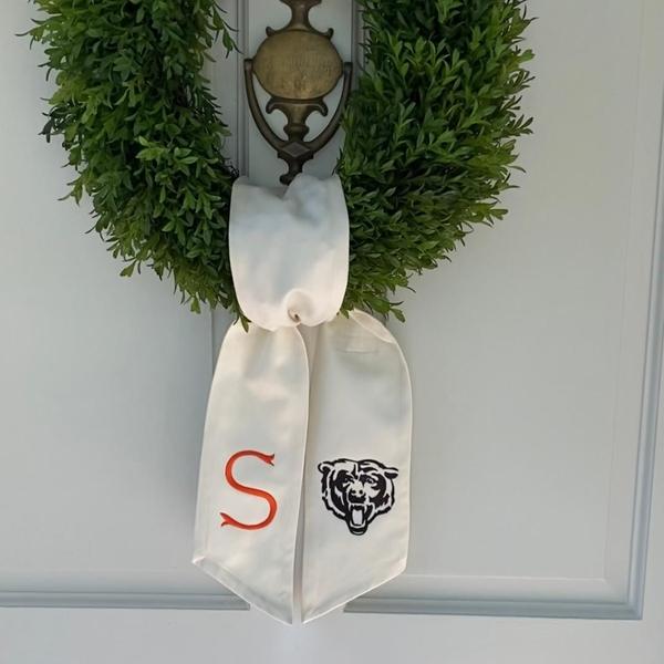 Monogrammed Team Spirit Wreath Sash